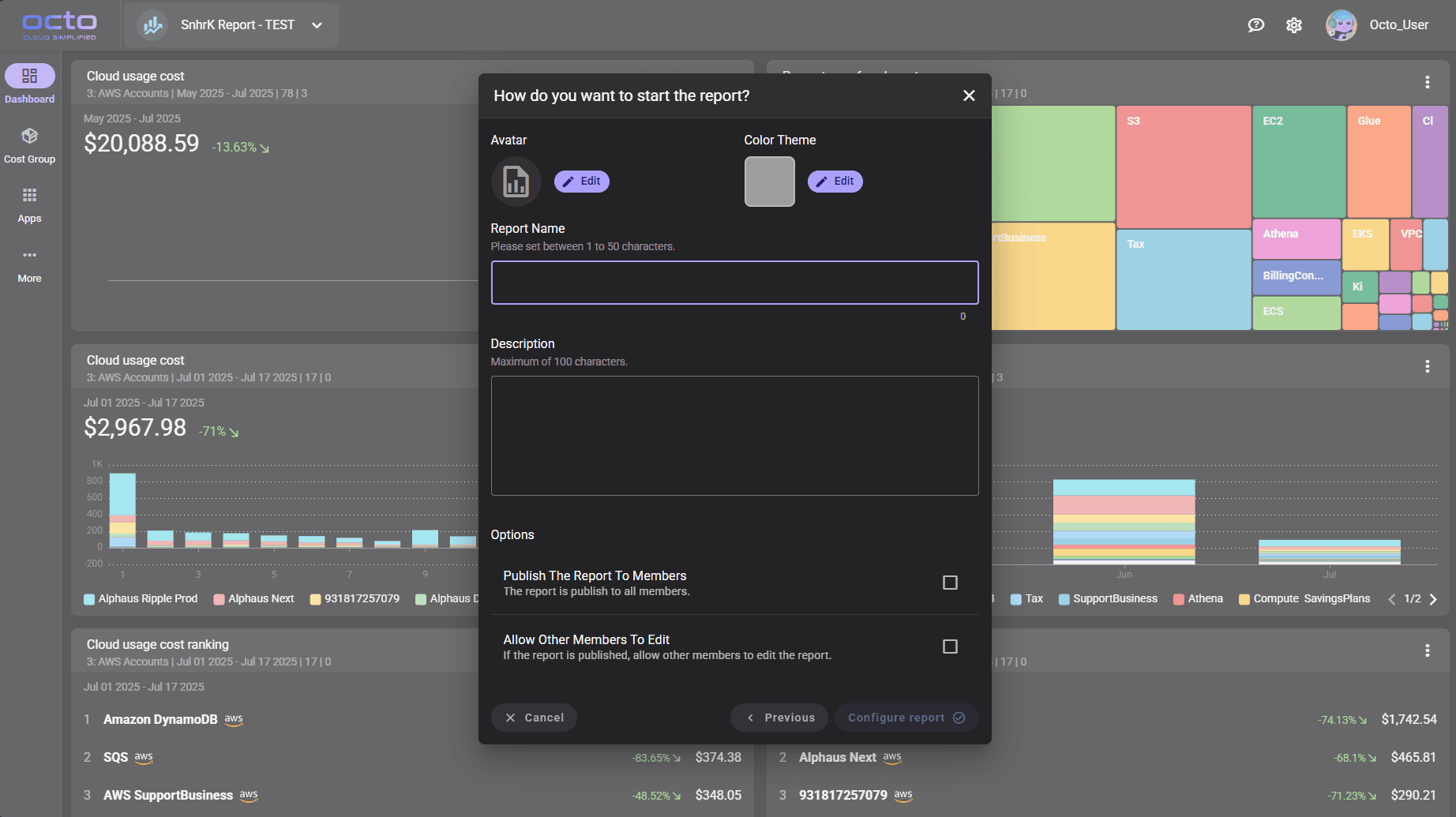 Dashboard & Cost Report Builder screenshot 3
