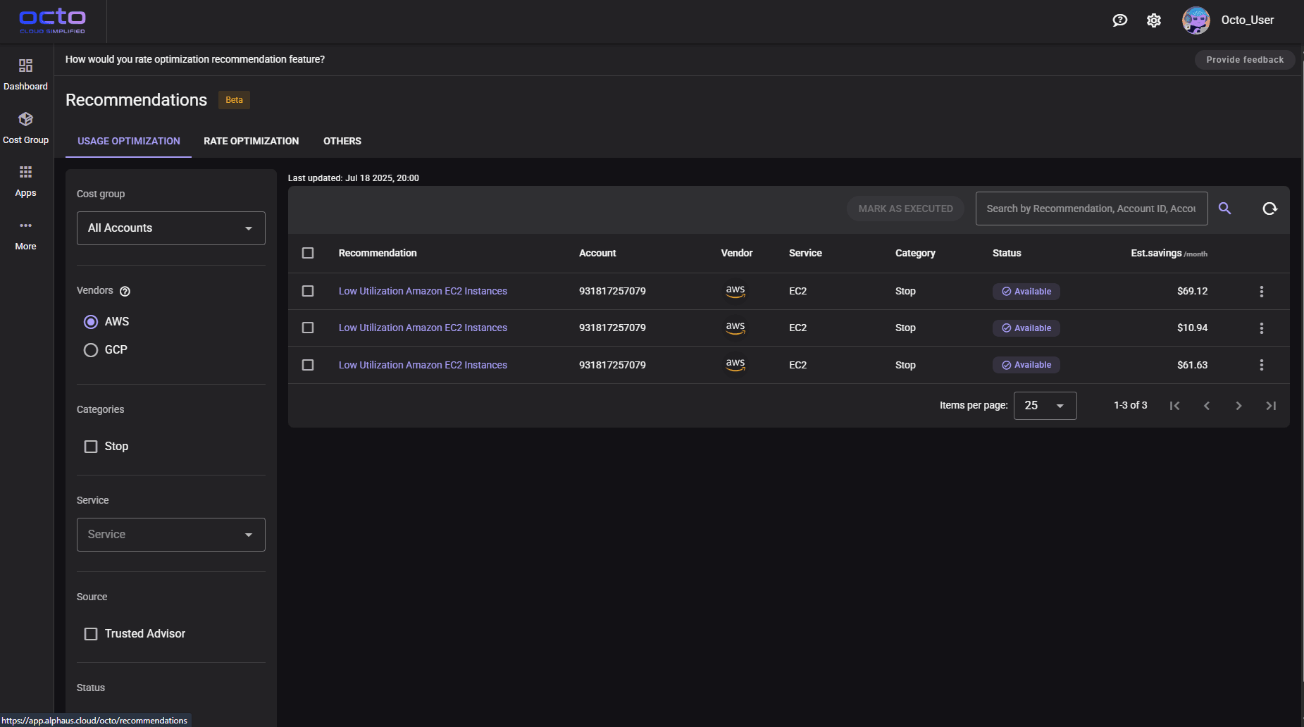 Octo — Cloud Cost Management Platform screenshot 3