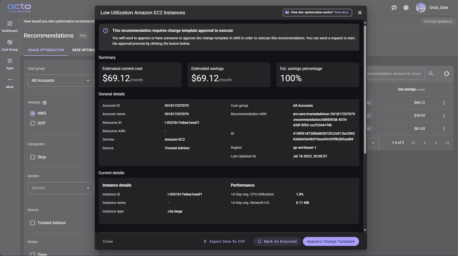 Recommendations UI & History screenshot 2