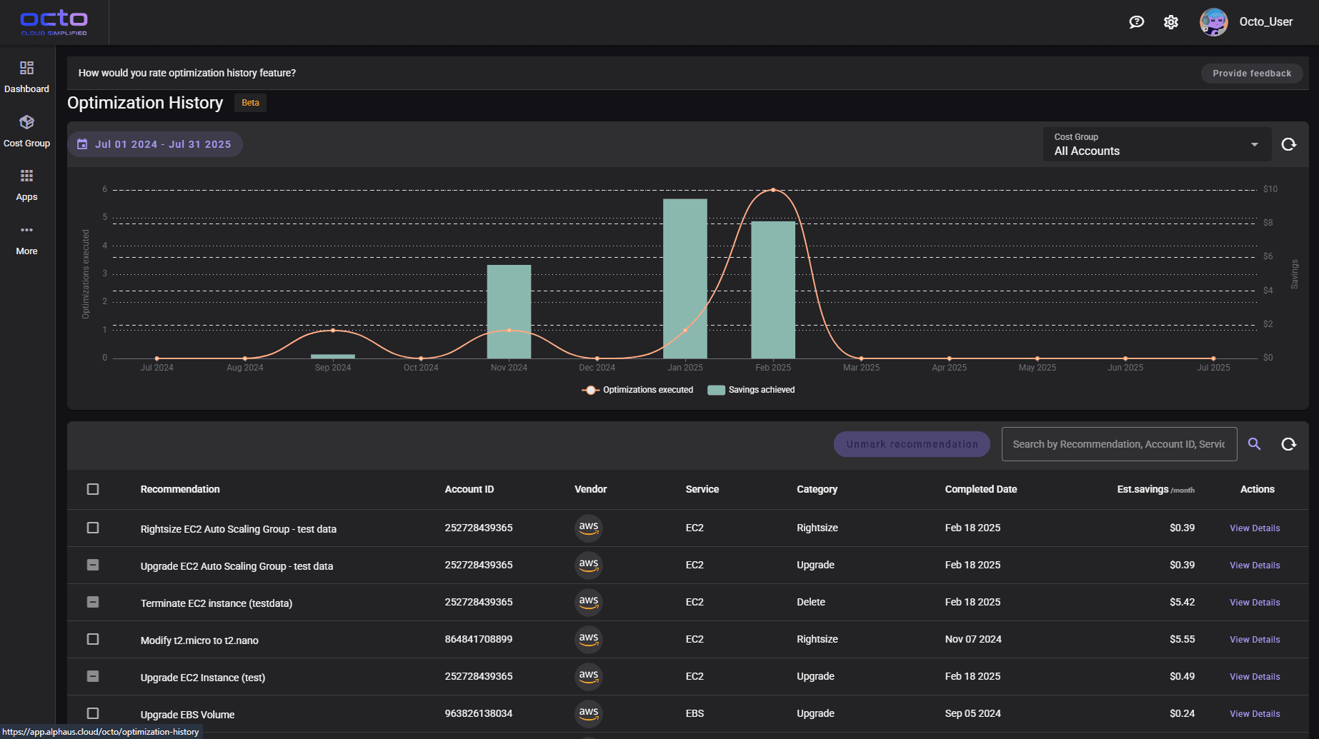 Recommendations UI & History screenshot 3